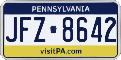 PA license plate JFZ8642