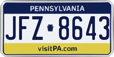 PA license plate JFZ8643