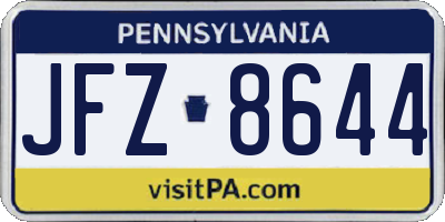 PA license plate JFZ8644