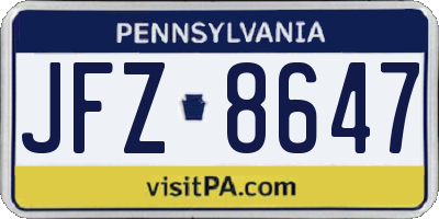 PA license plate JFZ8647