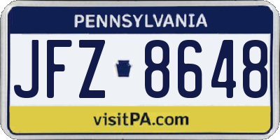 PA license plate JFZ8648