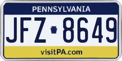 PA license plate JFZ8649
