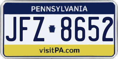 PA license plate JFZ8652