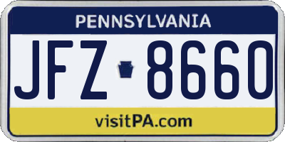 PA license plate JFZ8660