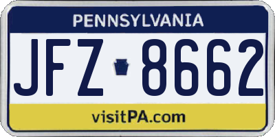 PA license plate JFZ8662