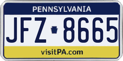 PA license plate JFZ8665