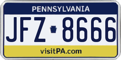PA license plate JFZ8666