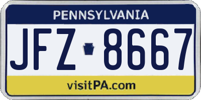 PA license plate JFZ8667