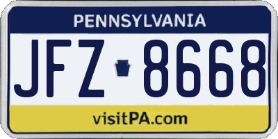 PA license plate JFZ8668