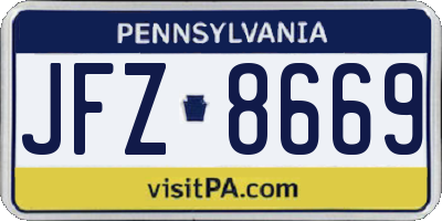 PA license plate JFZ8669