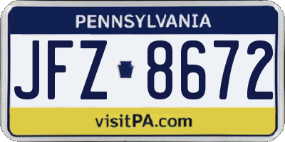 PA license plate JFZ8672