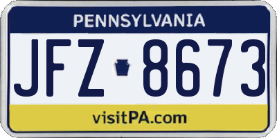 PA license plate JFZ8673