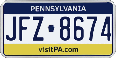 PA license plate JFZ8674