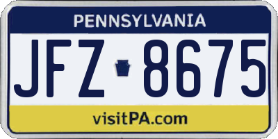 PA license plate JFZ8675