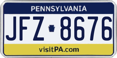 PA license plate JFZ8676