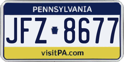 PA license plate JFZ8677