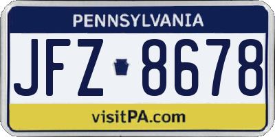 PA license plate JFZ8678