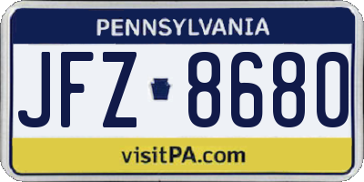 PA license plate JFZ8680