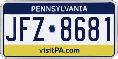 PA license plate JFZ8681