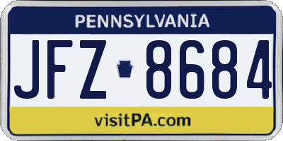 PA license plate JFZ8684