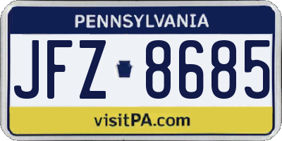 PA license plate JFZ8685