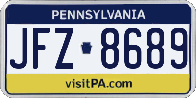 PA license plate JFZ8689