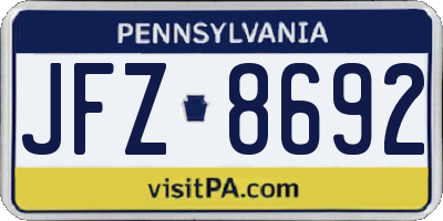 PA license plate JFZ8692