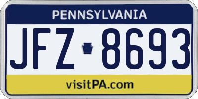 PA license plate JFZ8693