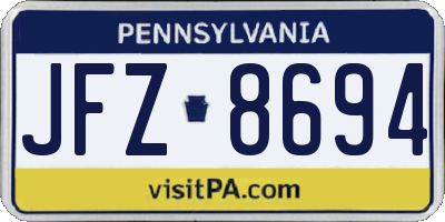 PA license plate JFZ8694