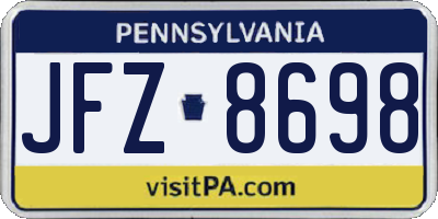 PA license plate JFZ8698