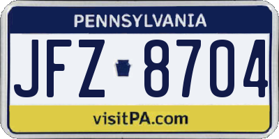 PA license plate JFZ8704