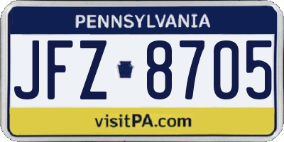 PA license plate JFZ8705