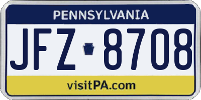 PA license plate JFZ8708