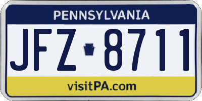 PA license plate JFZ8711