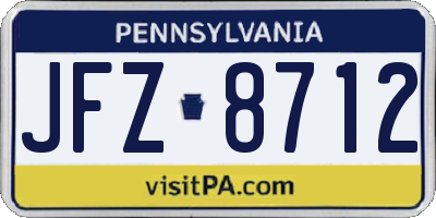 PA license plate JFZ8712