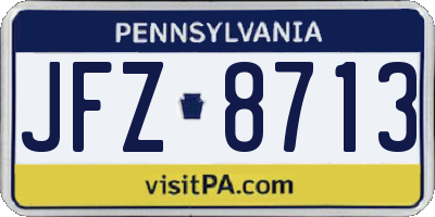 PA license plate JFZ8713