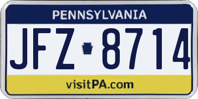 PA license plate JFZ8714