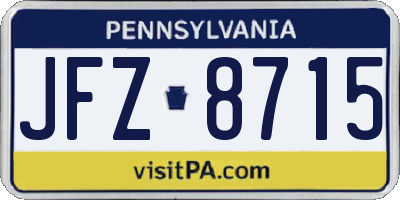 PA license plate JFZ8715