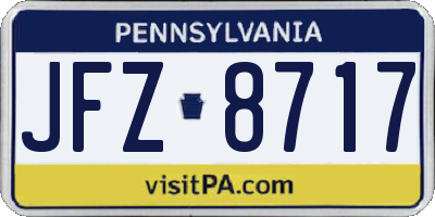 PA license plate JFZ8717