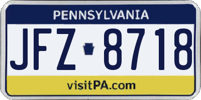 PA license plate JFZ8718