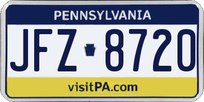 PA license plate JFZ8720