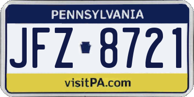 PA license plate JFZ8721