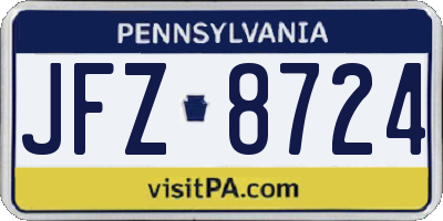 PA license plate JFZ8724