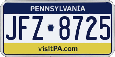 PA license plate JFZ8725