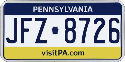 PA license plate JFZ8726