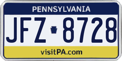 PA license plate JFZ8728