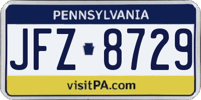 PA license plate JFZ8729
