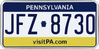 PA license plate JFZ8730
