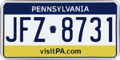 PA license plate JFZ8731