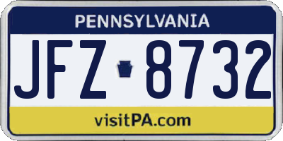 PA license plate JFZ8732